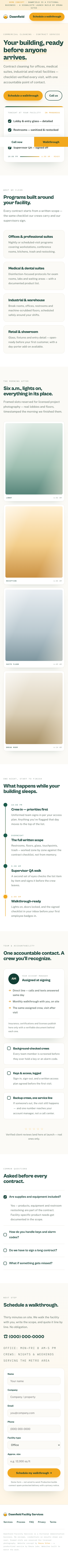 Dawnfield Facility Services on a phone